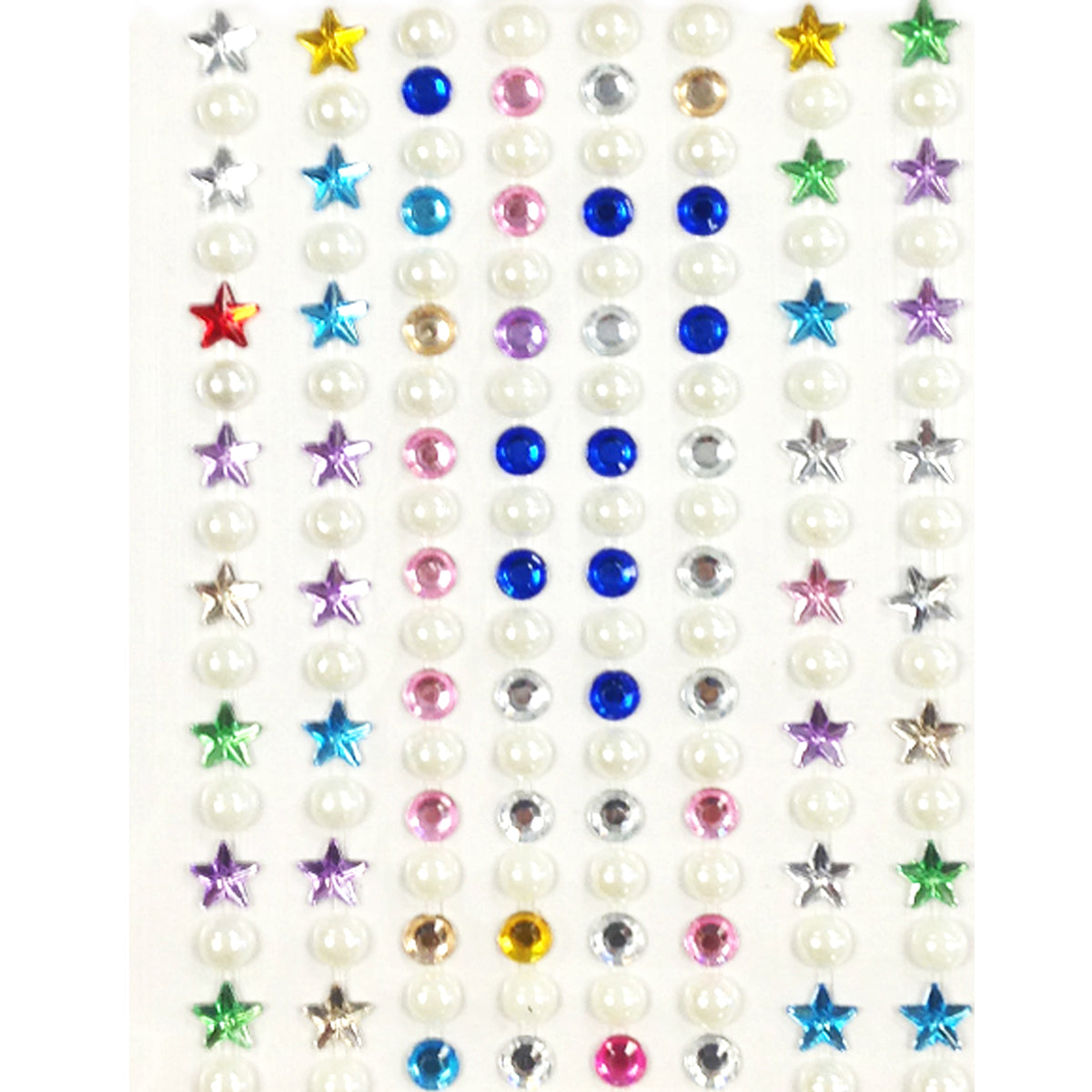 Wrapables 164 pieces Crystal Star and Pearl Stickers Adhesive Rhinestones