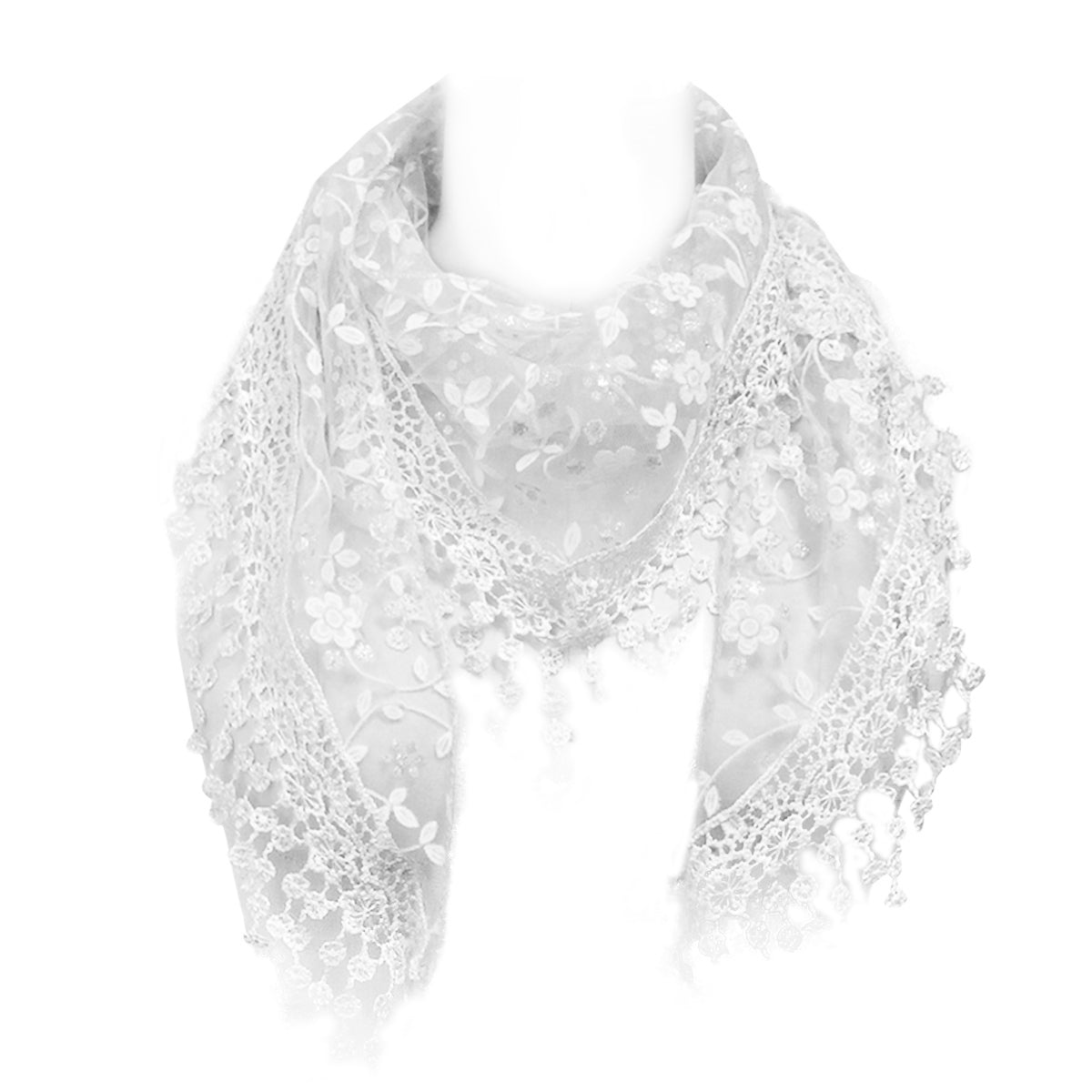 Wrapables Embroidered Floral Lace Triangle Scarf Shawl