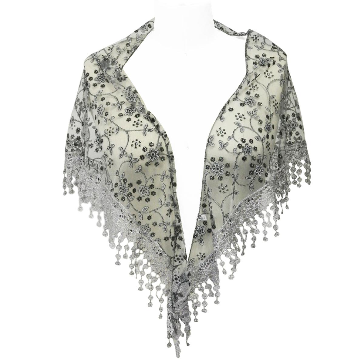 Wrapables Embroidered Floral Lace Triangle Scarf Shawl