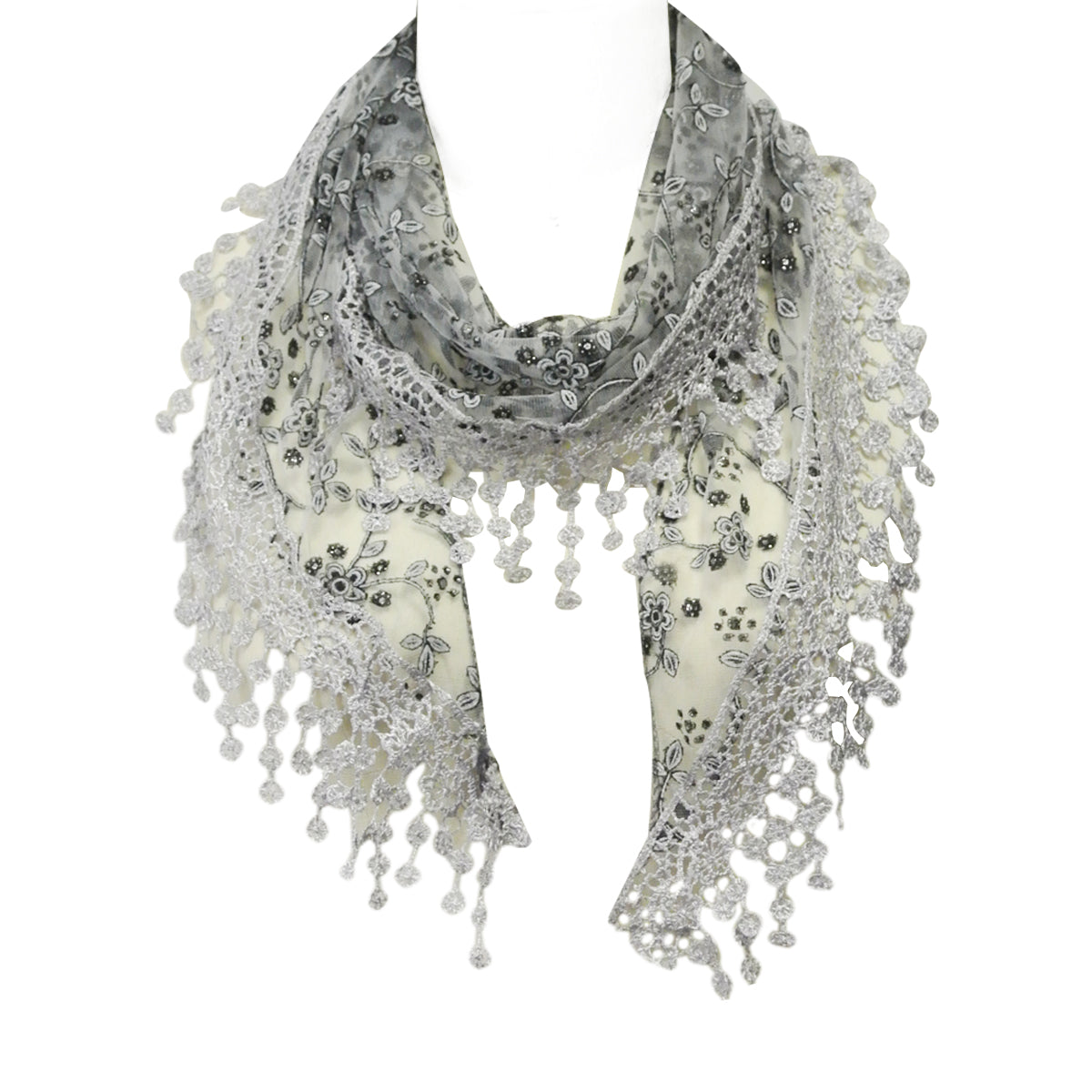 Wrapables Embroidered Floral Lace Triangle Scarf Shawl