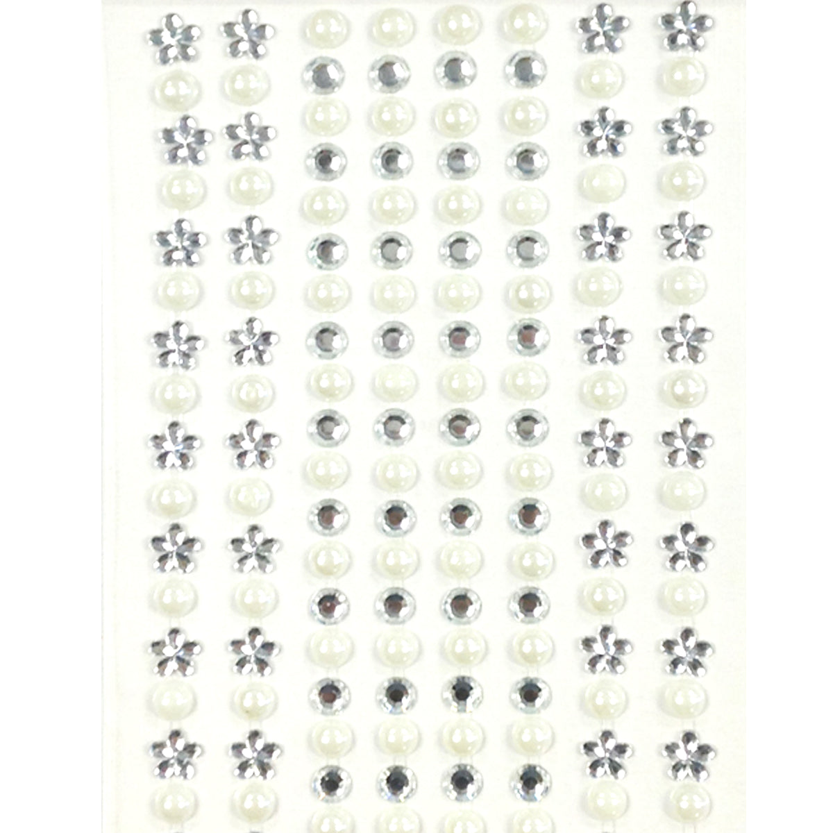 Wrapables 164 pieces Crystal Flower and Pearl Stickers Adhesive Rhinestones