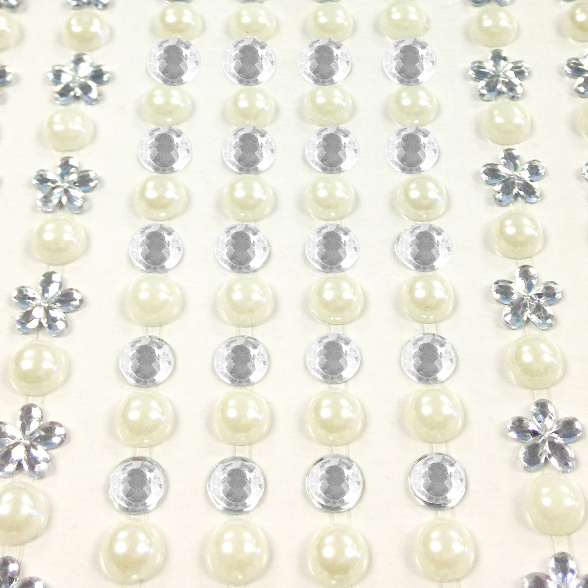 Wrapables 164 pieces Crystal Flower and Pearl Stickers Adhesive Rhinestones