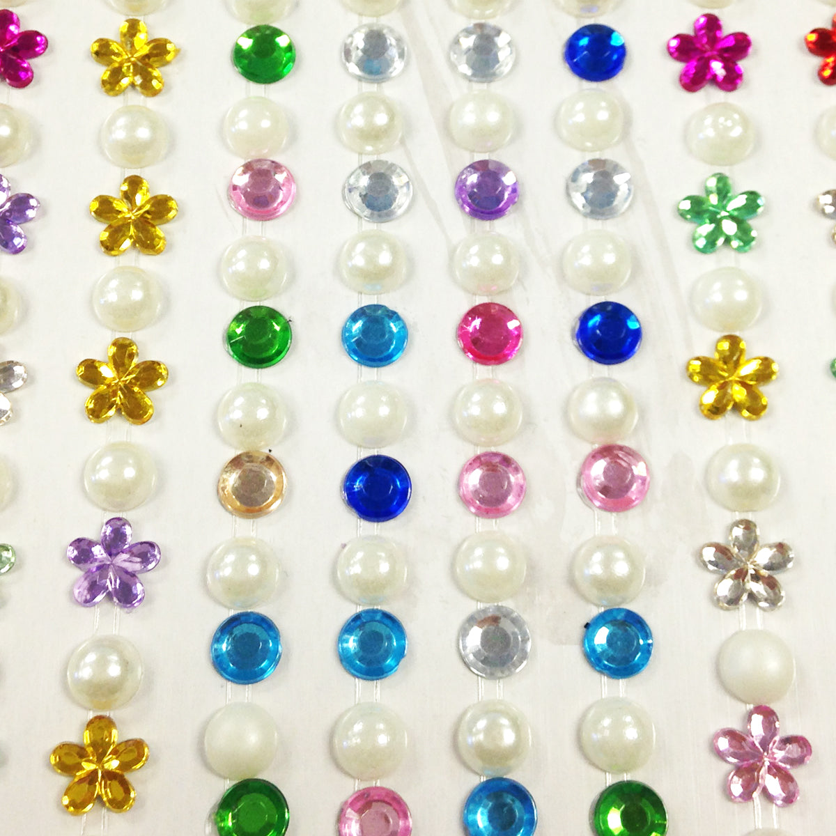 Wrapables 164 pieces Crystal Flower and Pearl Stickers Adhesive Rhinestones