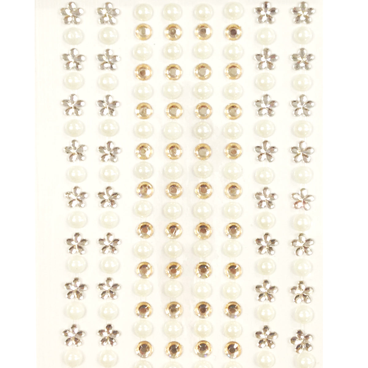 Wrapables 164 pieces Crystal Flower and Pearl Stickers Adhesive Rhinestones