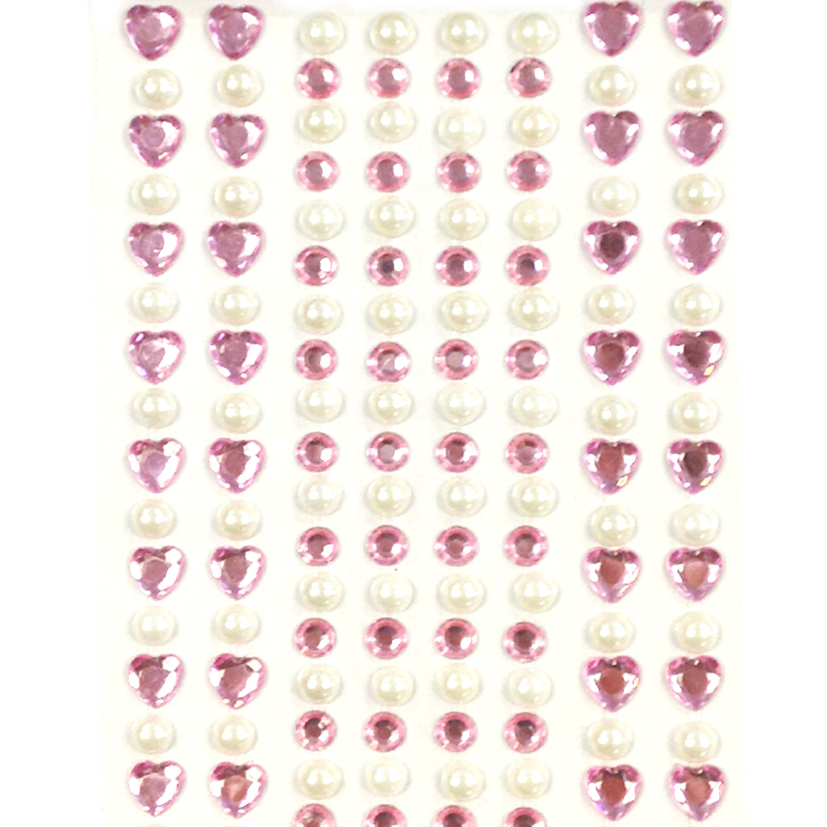 Wrapables 164 pieces Crystal Heart and Pearl Stickers Adhesive Rhinestones