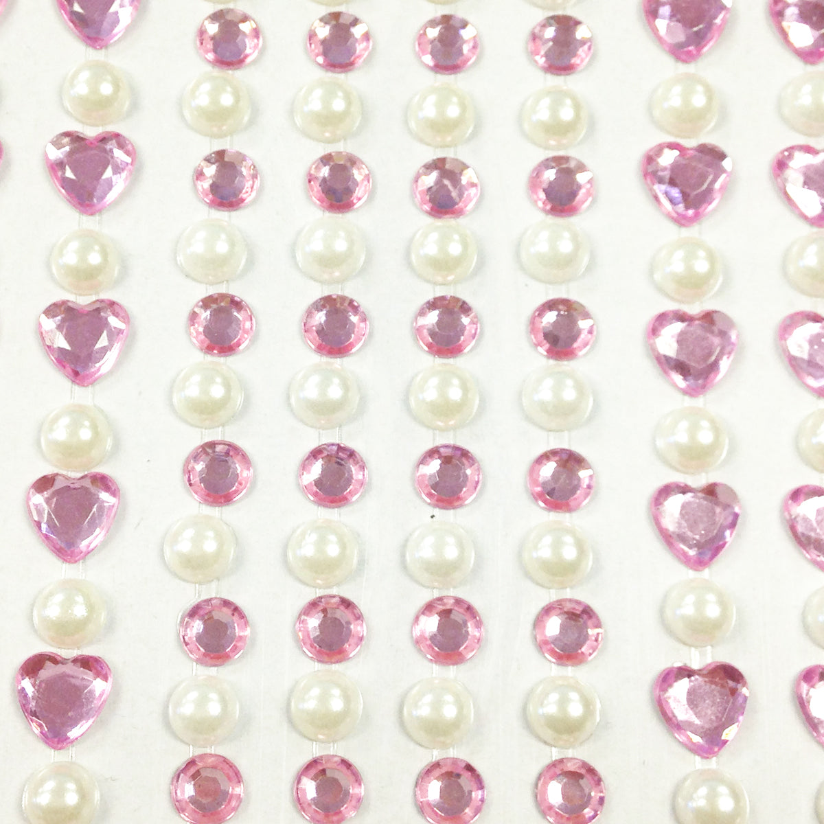 Wrapables 164 pieces Crystal Heart and Pearl Stickers Adhesive Rhinestones