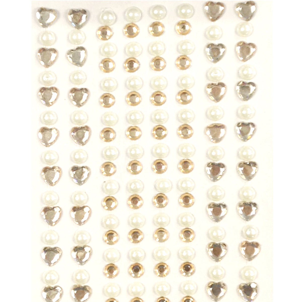 Wrapables 164 pieces Crystal Heart and Pearl Stickers Adhesive Rhinestones