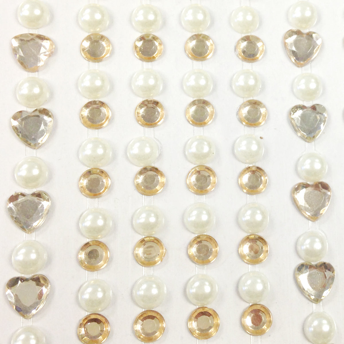 Wrapables 164 pieces Crystal Heart and Pearl Stickers Adhesive Rhinestones