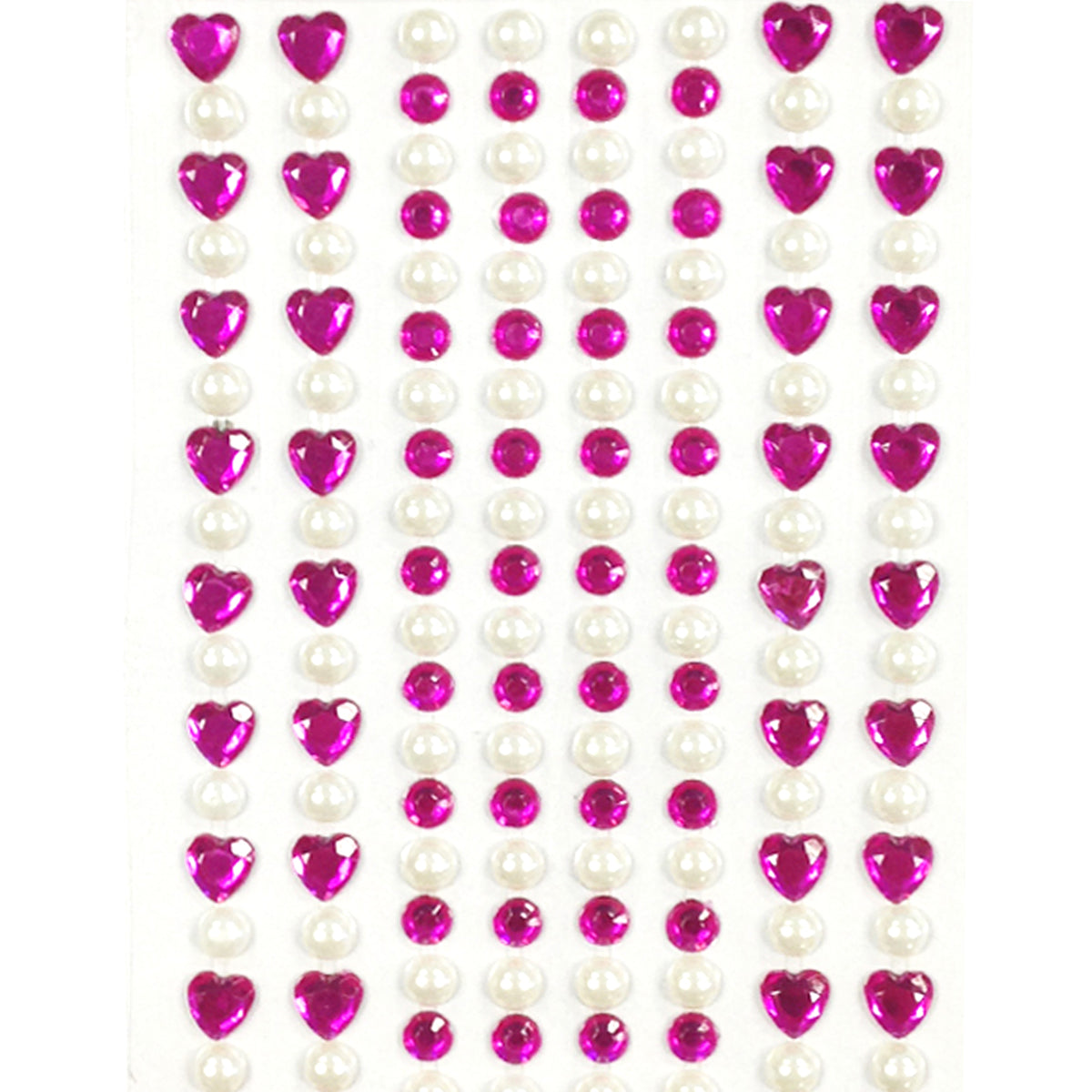 Wrapables 164 pieces Crystal Heart and Pearl Stickers Adhesive Rhinestones