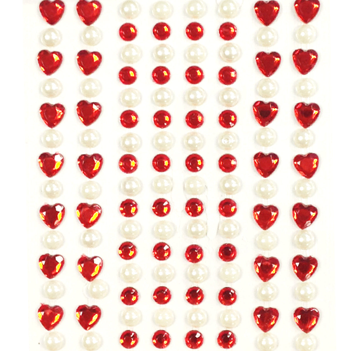 Wrapables 164 pieces Crystal Heart and Pearl Stickers Adhesive Rhinestones