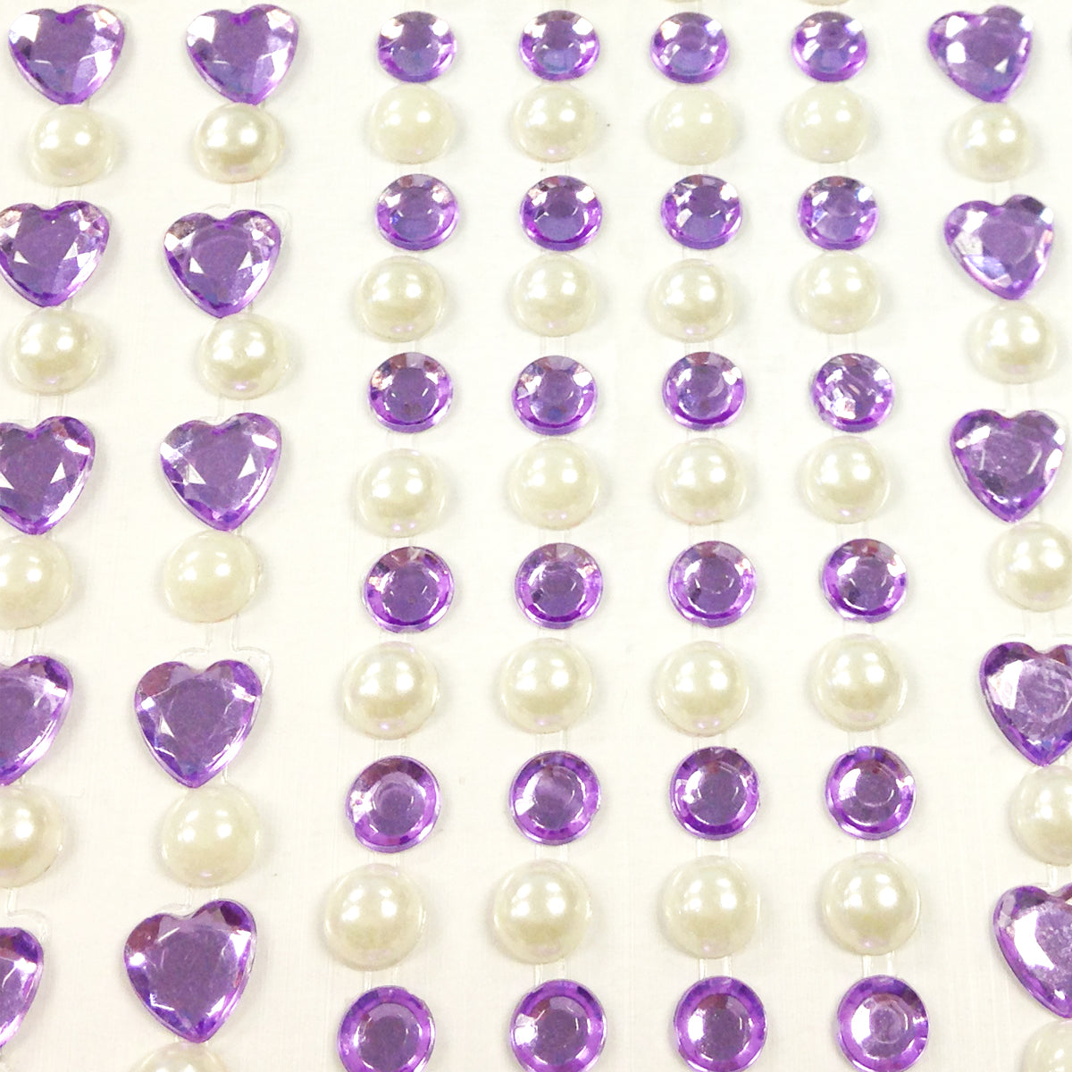 Wrapables 164 pieces Crystal Heart and Pearl Stickers Adhesive Rhinestones