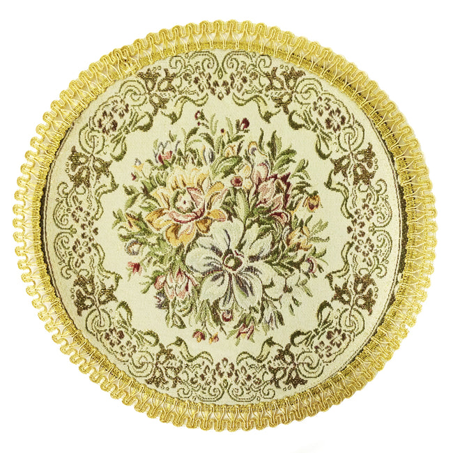 Wrapables Round Vintage Floral Placemat with Gold Embroidery (Set of 2)