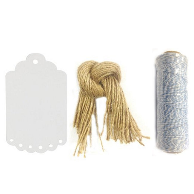 Wrapables 50 Gift Tags with Free Cut Strings  + Cotton Baker's Twine 4ply 110 Yard