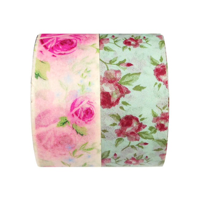 Wrapables Floral Dream Washi Masking Tape (set of 2), 10M L x 20mm W