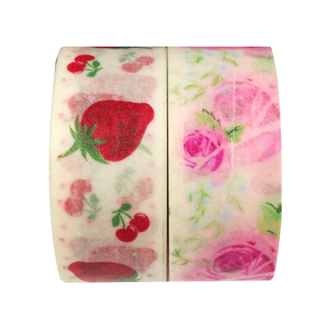 Wrapables Delightful Bloom Washi Masking Tape (set of 2), 10M L x 20mm W