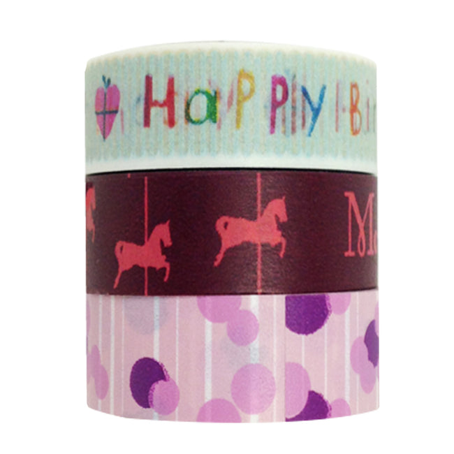 Wrapables Birthday Bash Washi Masking Tape (Set of 3)