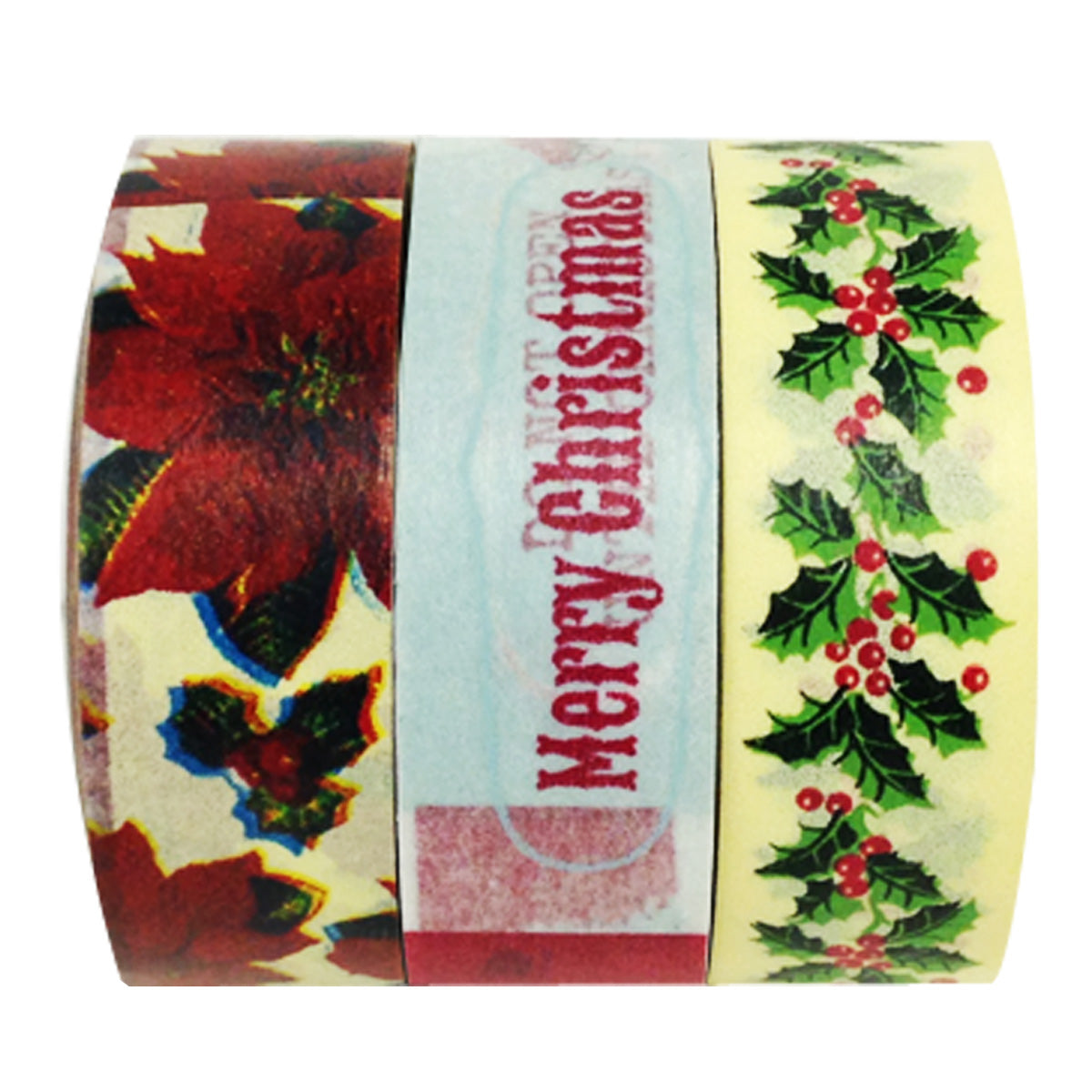 Wrapables Happy Holidays Washi Masking Tape (Set of 3)
