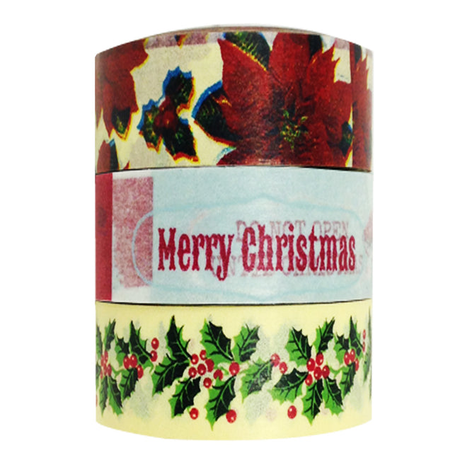 Wrapables Happy Holidays Washi Masking Tape (Set of 3)