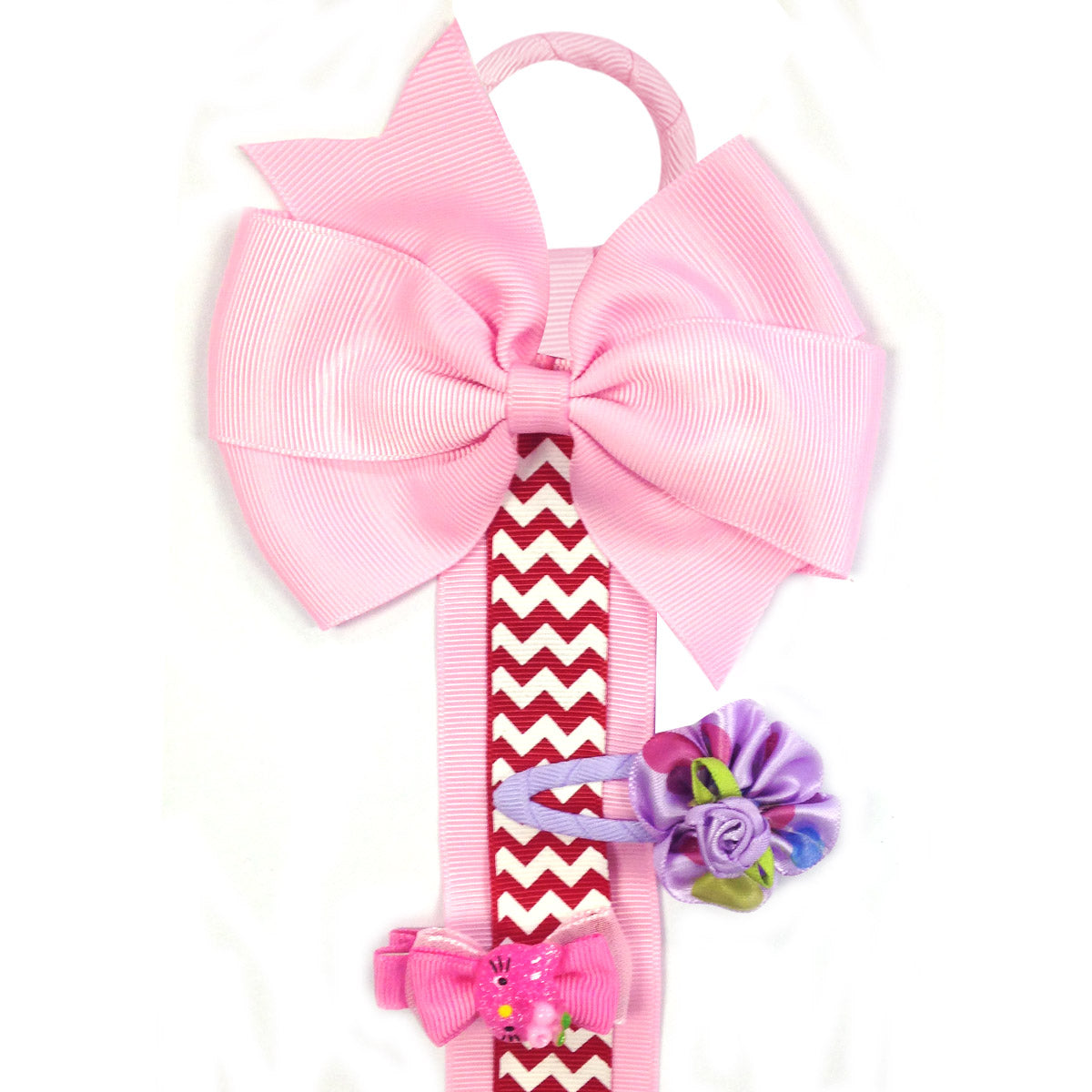 Wrapables Angel, Butterfly, Ladybug, Caterpillar Ribbon Sculpture Hair Clips with Chevron Hair Clip / Hair Bow Holder