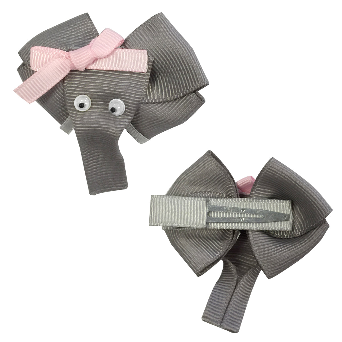 Wrapables Duck, Turkey, Elephant, Pig Ribbon Sculpture Hair Clips with Leopard Hair Clip / Hair Bow Holder