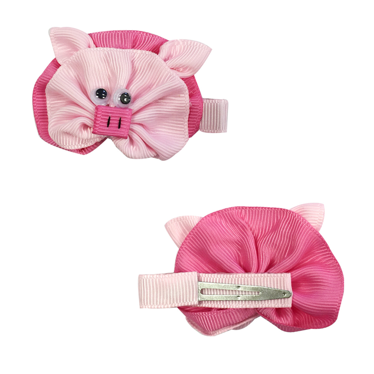 Wrapables Duck, Turkey, Elephant, Pig Ribbon Sculpture Hair Clips with Leopard Hair Clip / Hair Bow Holder