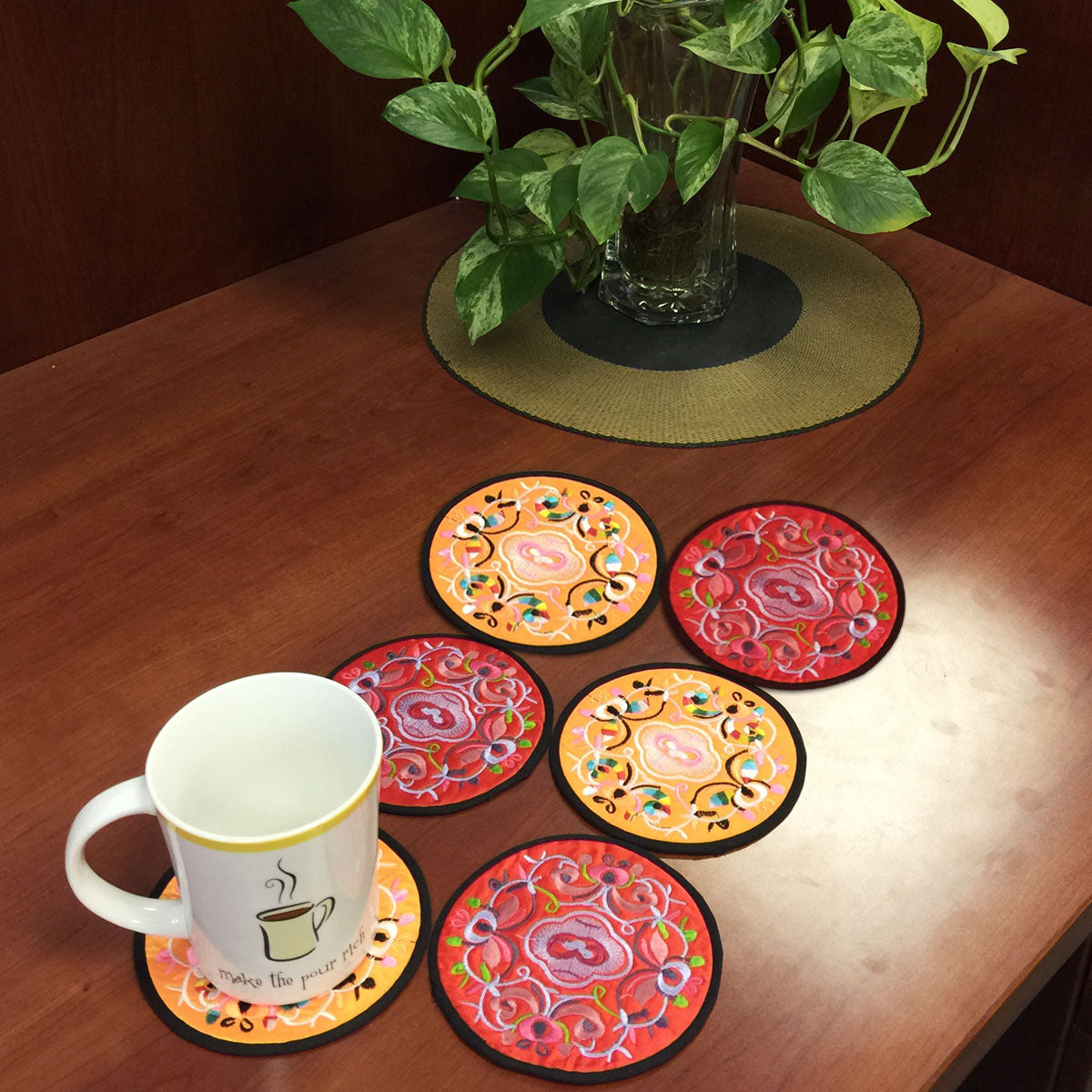 Wrapables Ethnic Embroidered Coasters Set of 6