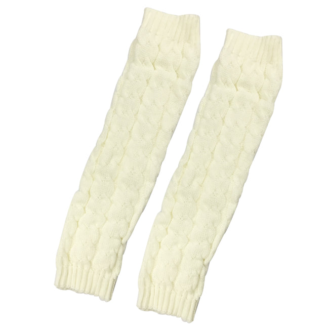 Wrapables Ribbed Cable Knit Leg Warmers for Women, Light Gray