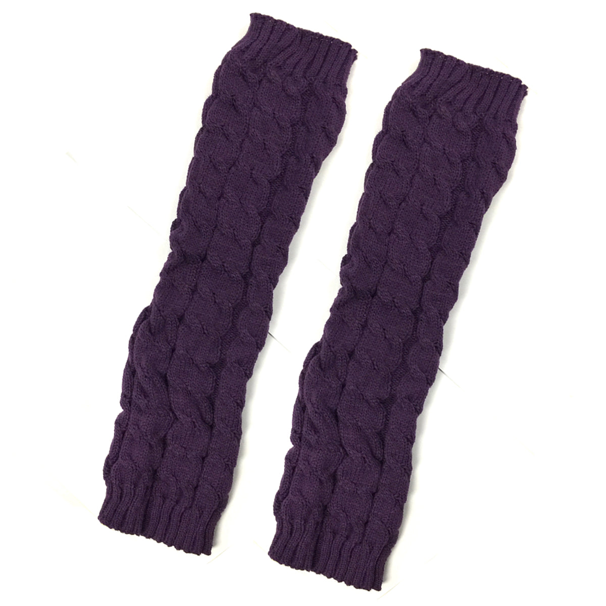 Wrapables Ribbed Cable Knit Leg Warmers for Women, Light Gray
