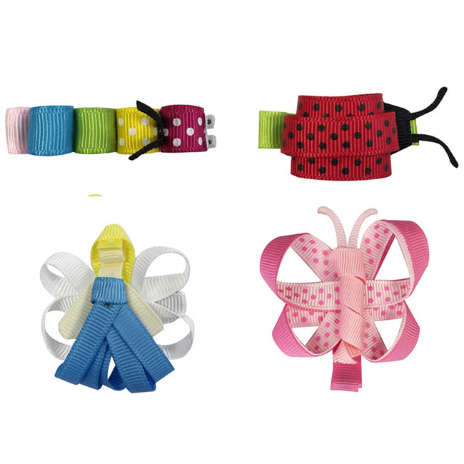 Wrapables Angel, Butterfly, Ladybug, Caterpillar Ribbon Sculpture Hair Clips Set