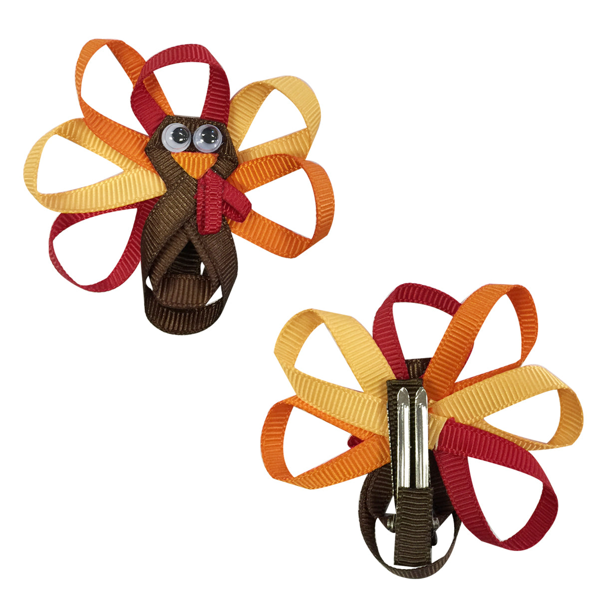 Wrapables Duck, Turkey, Elephant, Pig Ribbon Sculpture Hair Clips Set