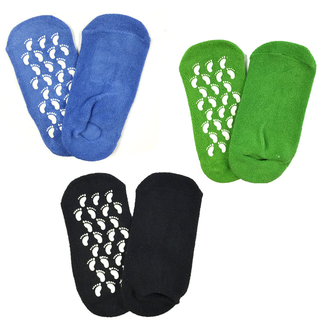 Wrapables Women Ankle Length Non-Skid Gripper Socks (Set of 3), Blue, Green, Black