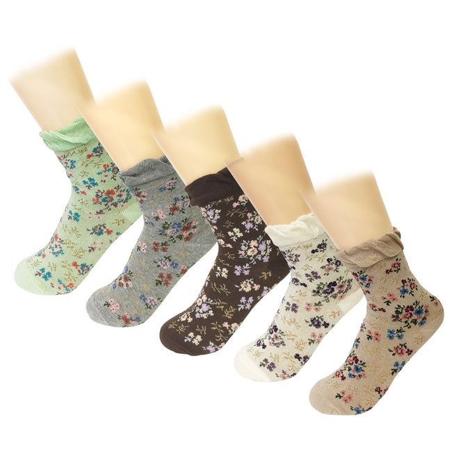 Wrapables Women's Vintage Floral Posies Socks (Set of 5)