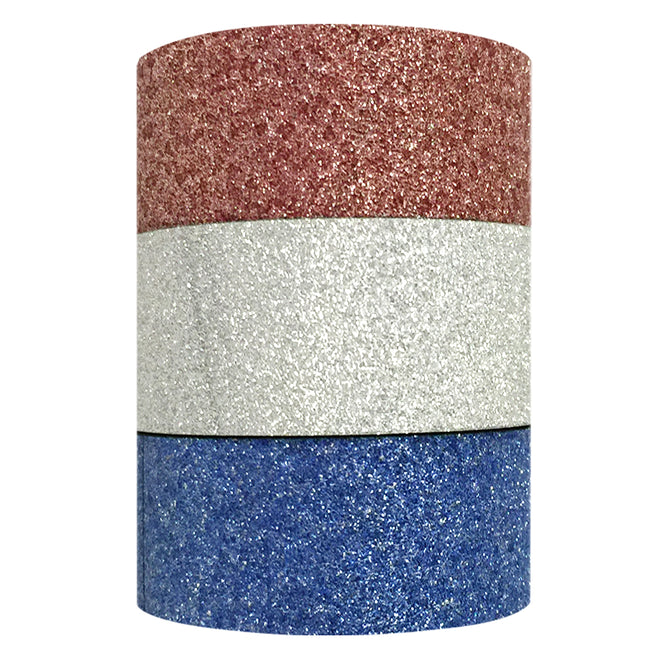 Wrapables Red White and Glitter Washi Masking Tape (Set of 3)