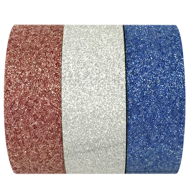 Wrapables Red White and Glitter Washi Masking Tape (Set of 3)