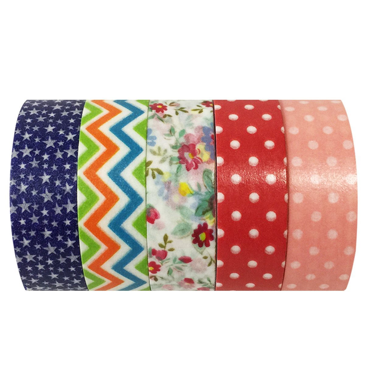 Wrapables Picnic Fun Washi Tapes Masking Tapes, Set of 5