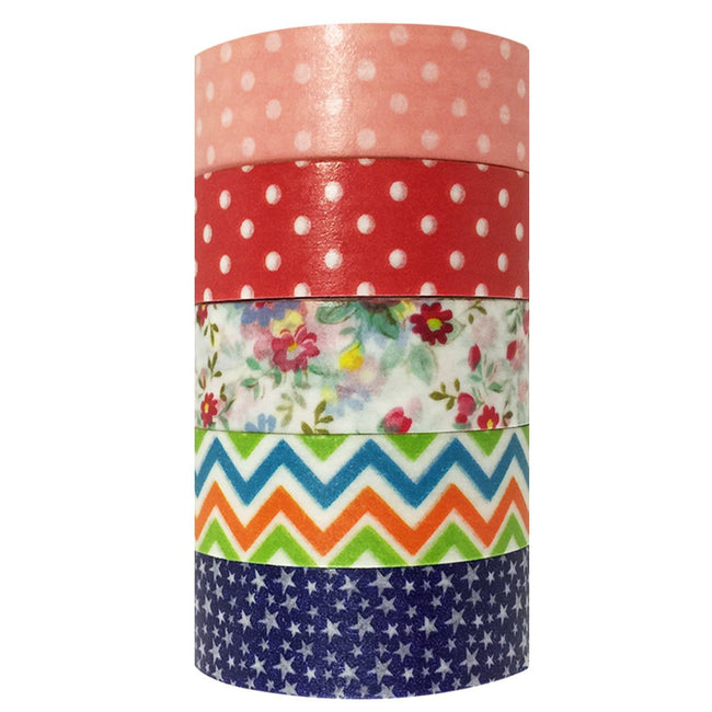 Wrapables Picnic Fun Washi Tapes Masking Tapes, Set of 5