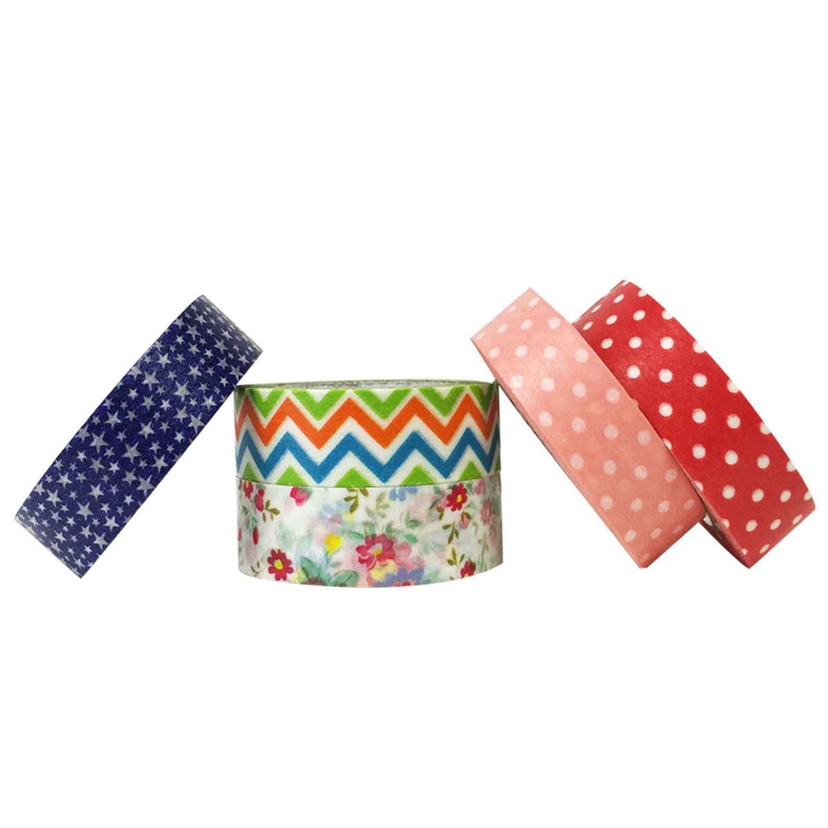 Wrapables Picnic Fun Washi Tapes Masking Tapes, Set of 5