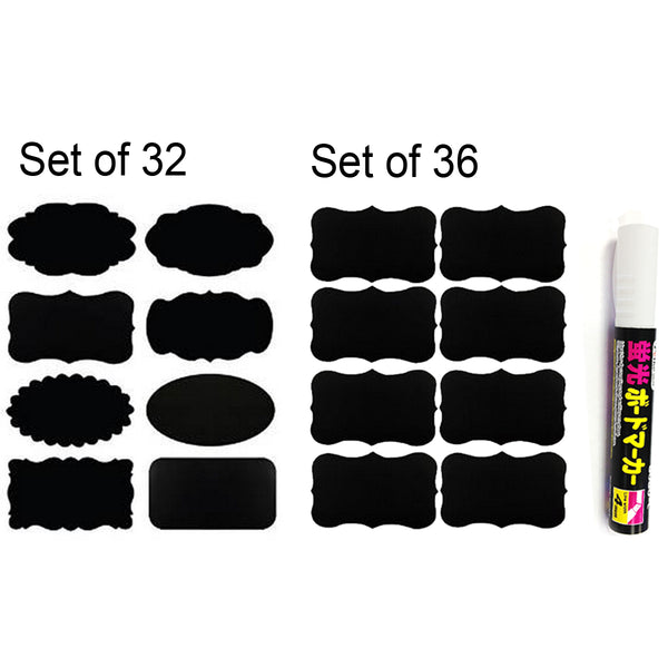 Wrapables Set of 32 Chalkboard Labels / Chalkboard Stickers With White  Chalk Pen- 2.5 x 1.5