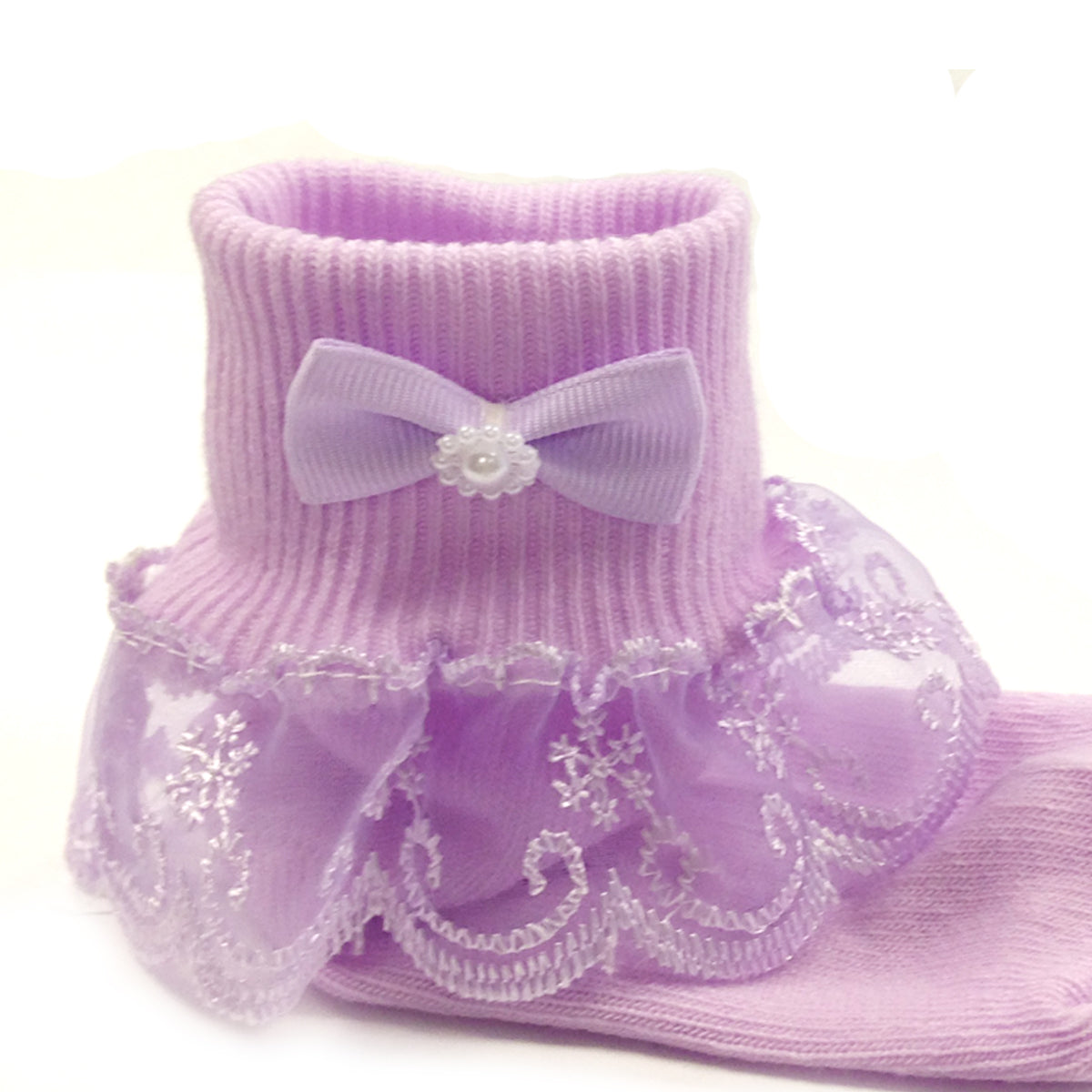 Wrapables Snowy Lace Ruffle Cuff Socks for Toddler Girl (Size 4-6), Set of 5