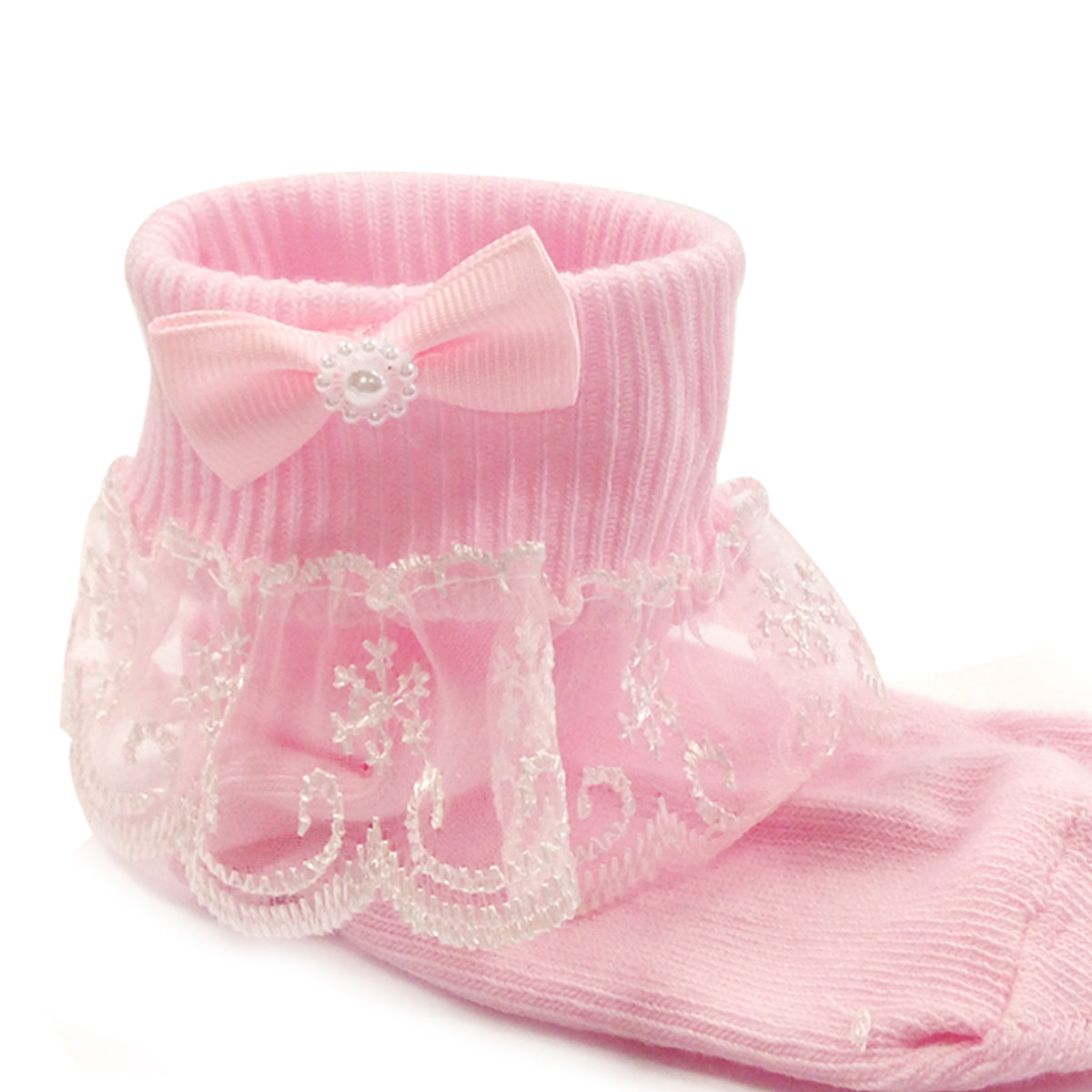 Wrapables Snowy Lace Ruffle Cuff Socks for Toddler Girl (Size 4-6), Set of 5