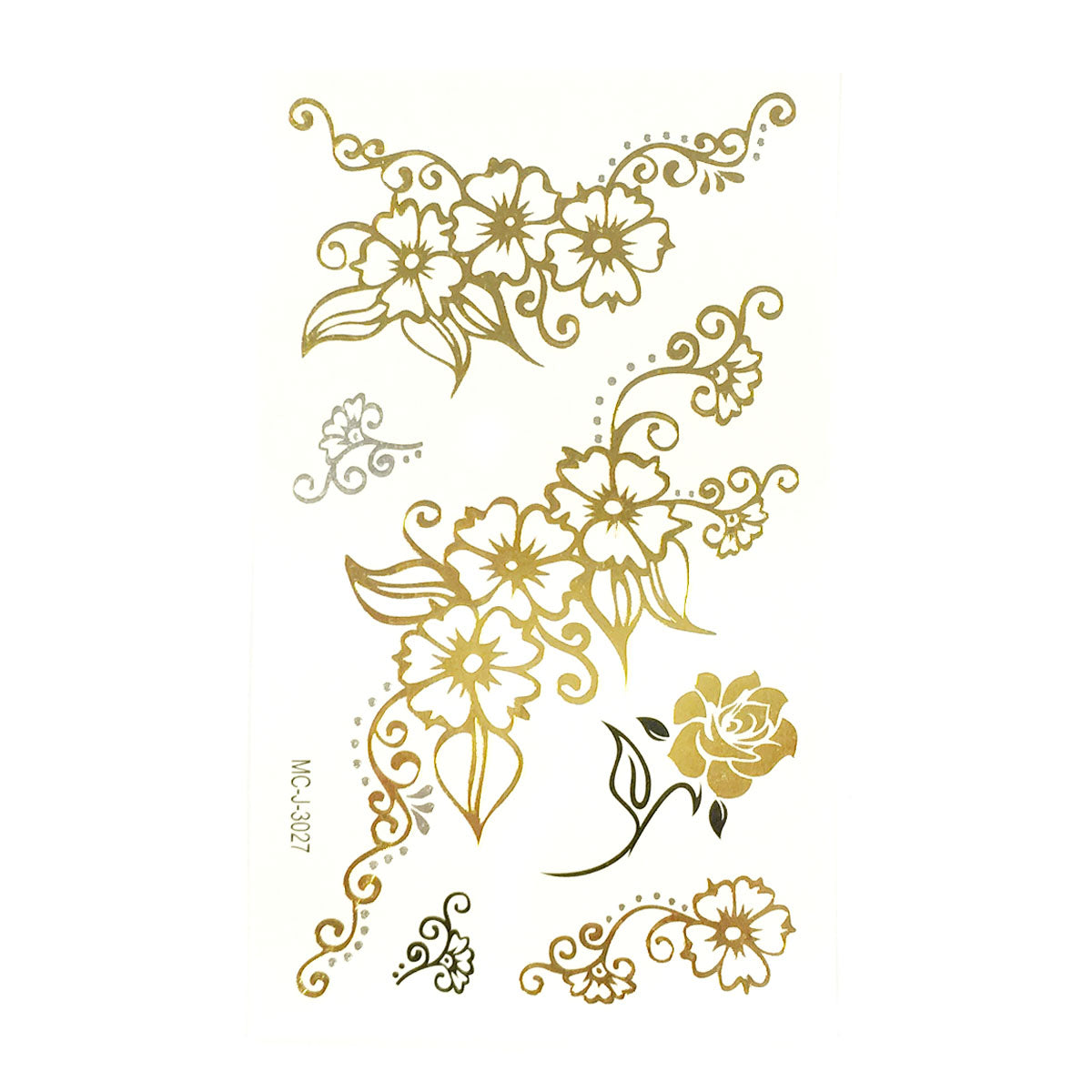 Wrapables Small Metallic Gold and Silver Temporary Tattoo Stickers