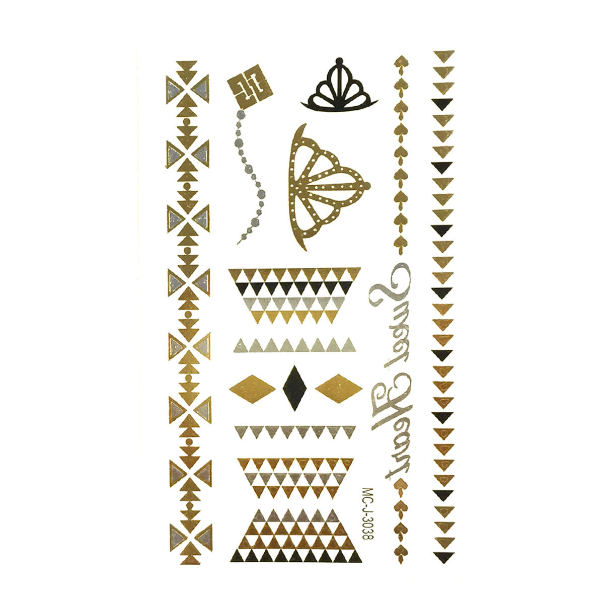 Wrapables Small Metallic Gold and Silver Temporary Tattoo Stickers
