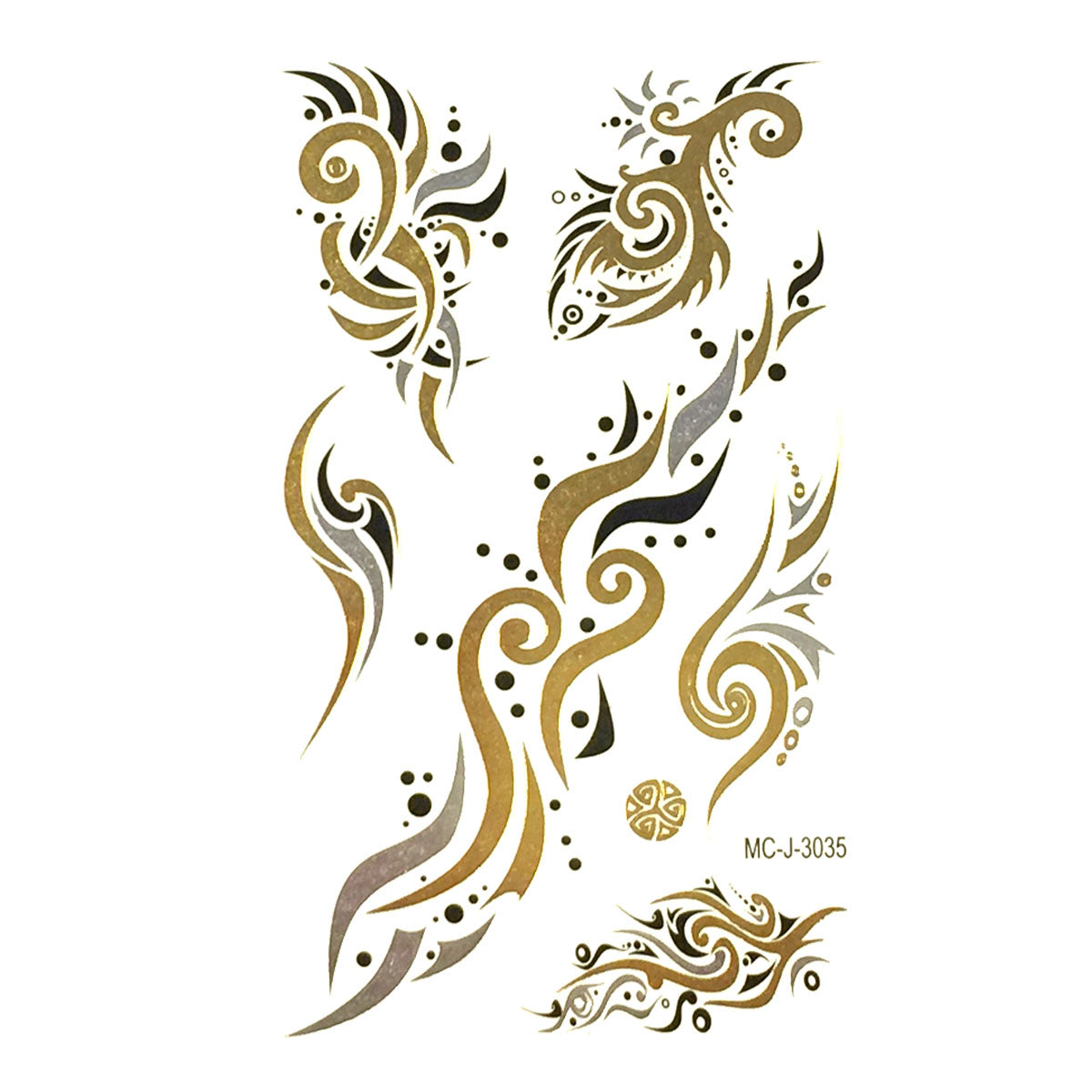 Wrapables Small Metallic Gold and Silver Temporary Tattoo Stickers
