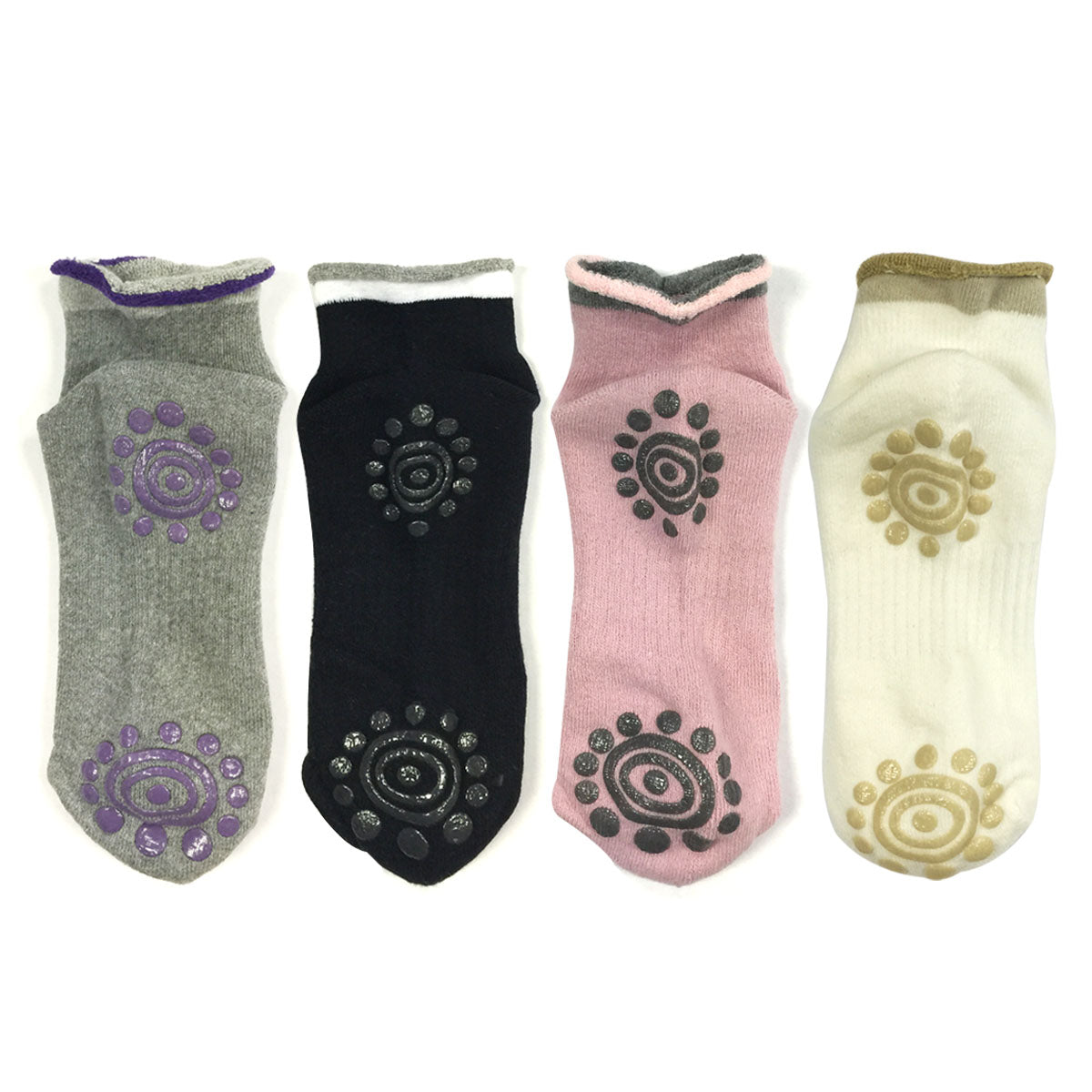 Wrapables Yoga and Pilates Non-Skid Gripper Socks (Set of 4)