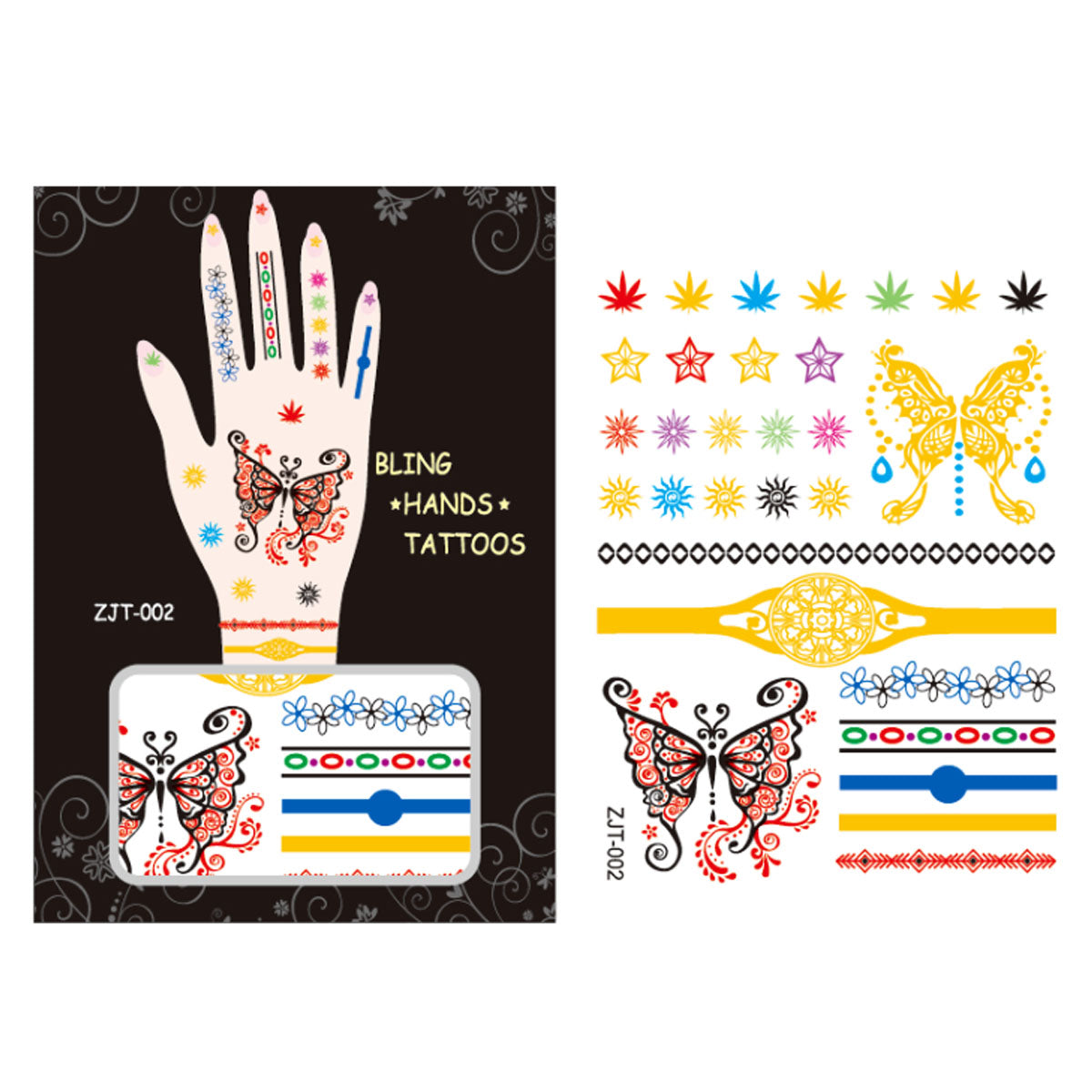 Wrapables Trendy Temporary Metallic Hand Tattoos