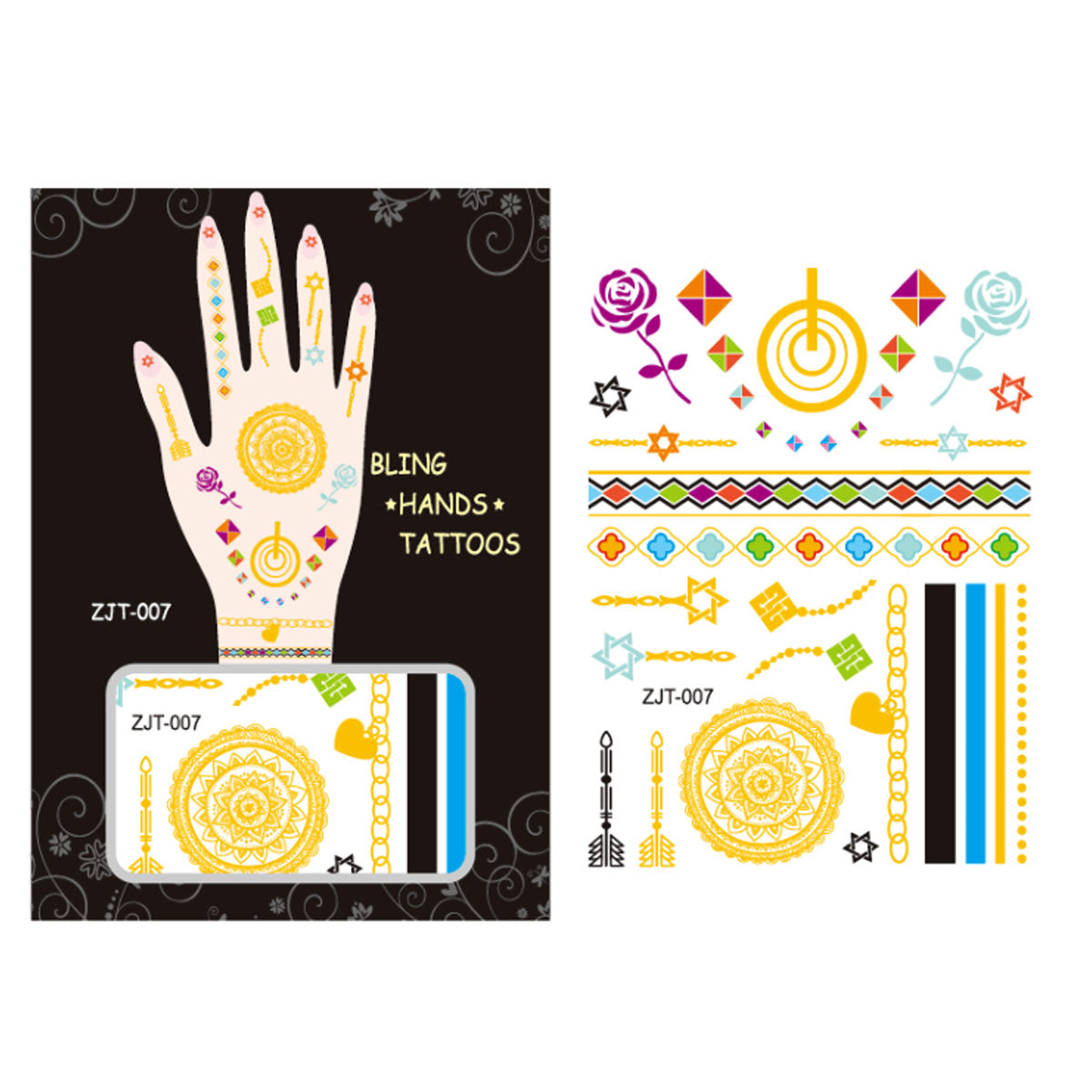 Wrapables Trendy Temporary Metallic Hand Tattoos