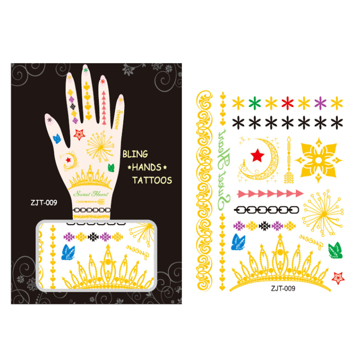 Wrapables Trendy Temporary Metallic Hand Tattoos