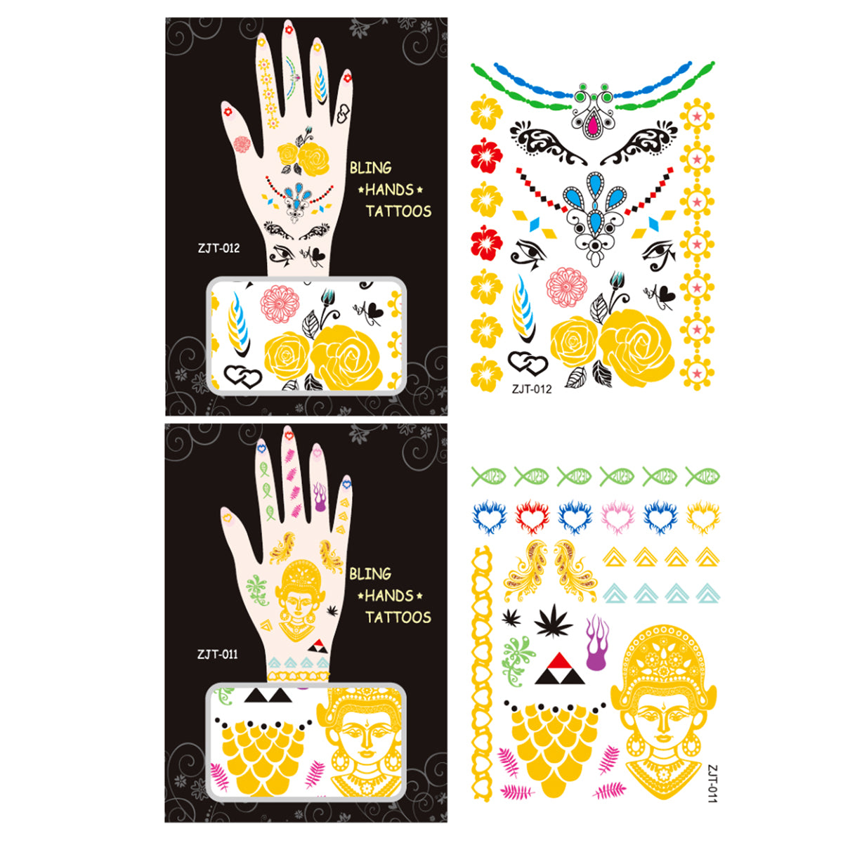 Wrapables Trendy Temporary Metallic Hand Tattoos