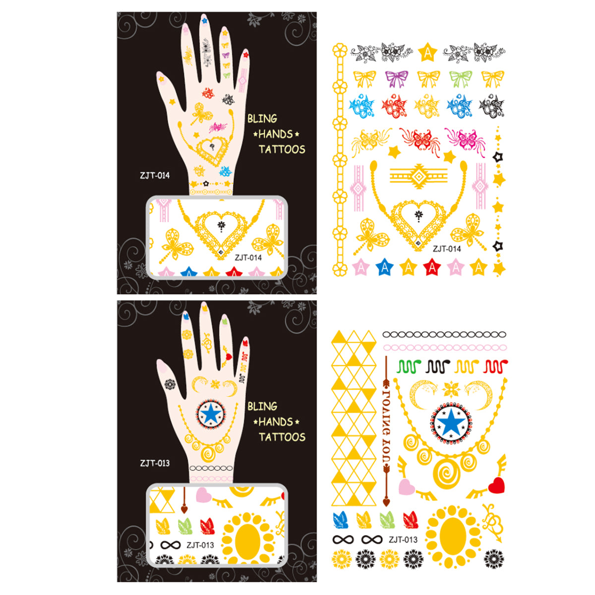 Wrapables Trendy Temporary Metallic Hand Tattoos
