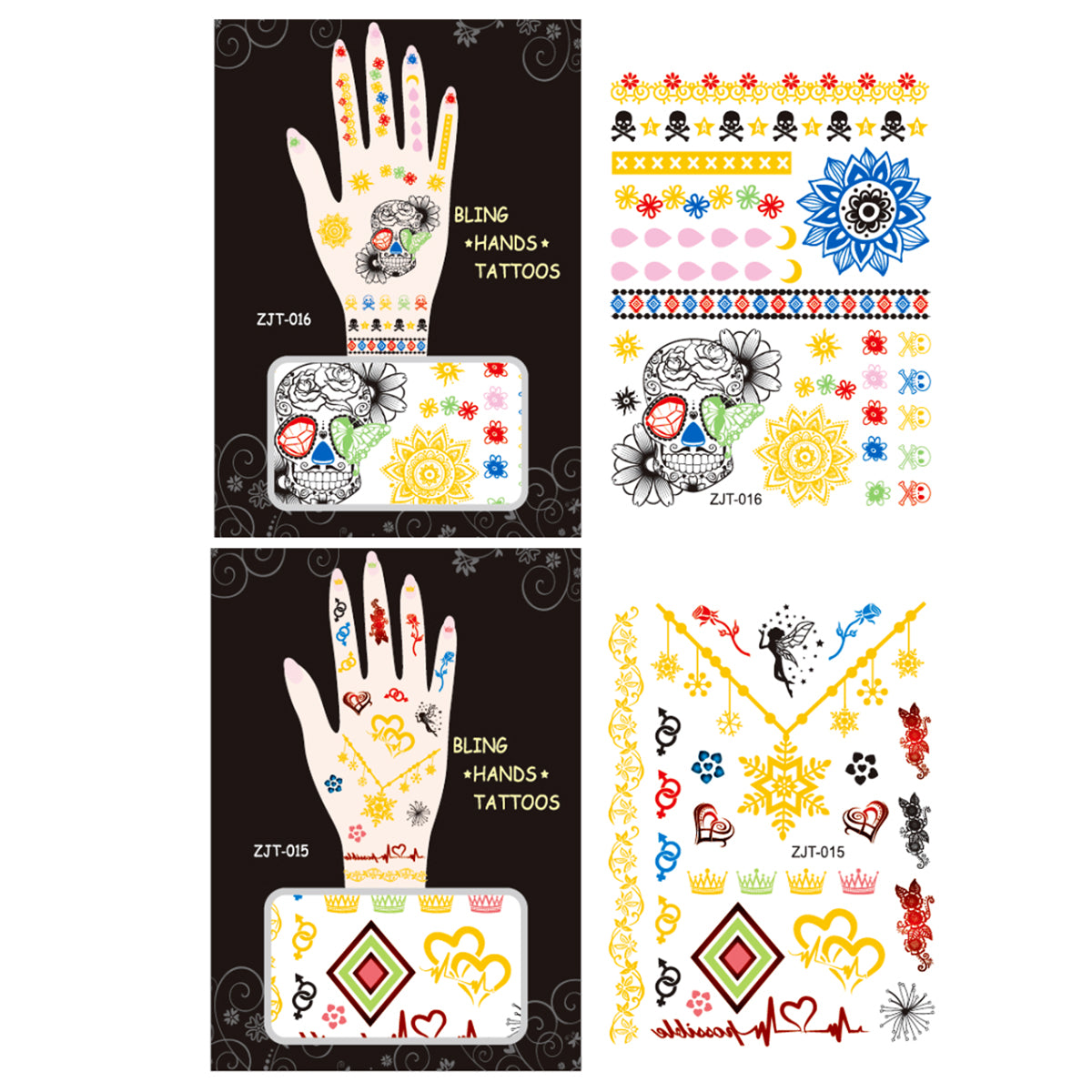 Wrapables Trendy Temporary Metallic Hand Tattoos